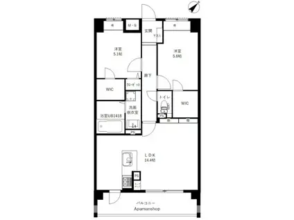 ソルカーサ(2LDK/4階)の間取り写真