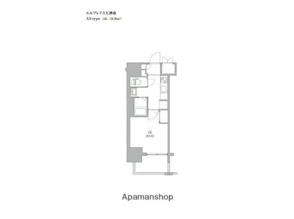 エルプレイス天神南(1K/3階)の間取り写真