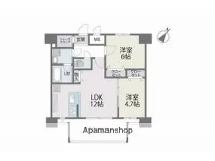 MODERN PALAZZO 博多デュオグランデウエスト(2LDK/9階)の間取り写真