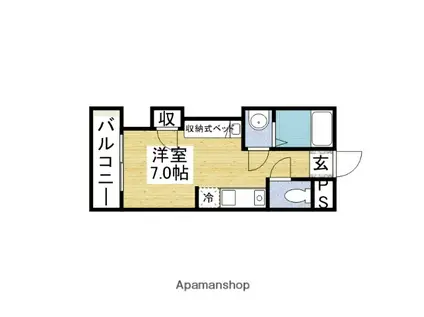 エスポアール古賀(ワンルーム/4階)の間取り写真