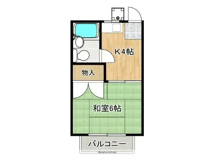 シャトー和桂美(1K/2階)の間取り写真