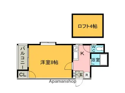 サンライズガーデンⅠ(1K/1階)の間取り写真