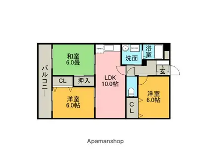 プレスト筒井(3LDK/1階)の間取り写真