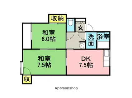 メモリー鷹取(2DK/2階)の間取り写真