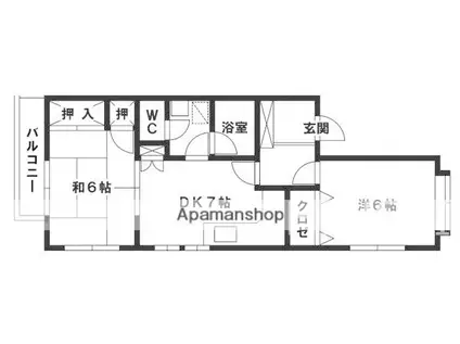 ピナクルDOZEN(2DK/2階)の間取り写真