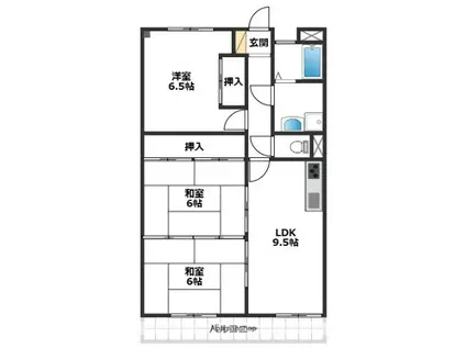 第6三城ハイツ(3LDK/3階)の間取り写真