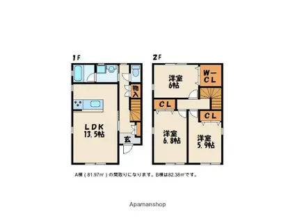 鹿児島本線 春日駅(福岡) 徒歩16分 2階建 築12年(3LDK)の間取り写真