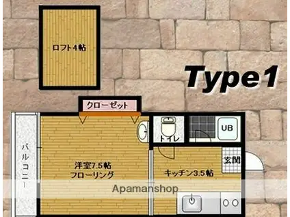 シティベール山田(1K/1階)の間取り写真