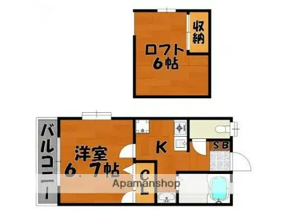 エスペランサKN(1K/2階)の間取り写真