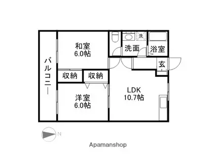 アニバース弥永A棟(2LDK/1階)の間取り写真