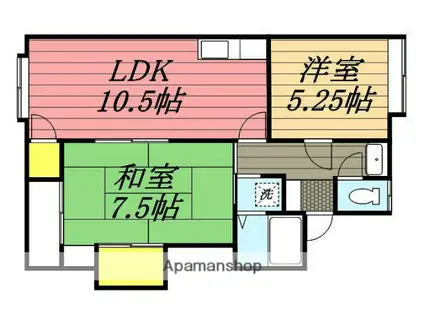 白水池プラザ(2LDK/2階)の間取り写真
