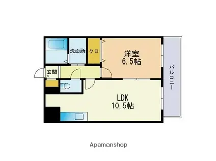 オークタウン春日原A棟(1LDK/1階)の間取り写真