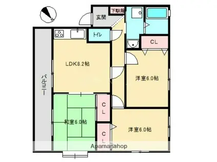 ヴェルデ筒井(3LDK/1階)の間取り写真