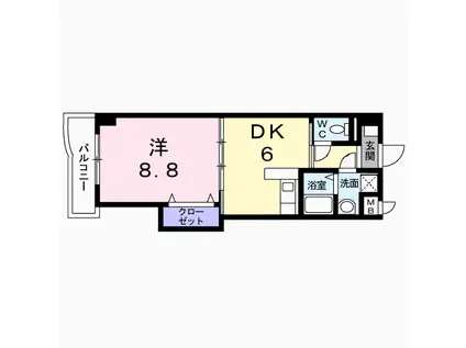 CASA FELICIA(1DK/3階)の間取り写真