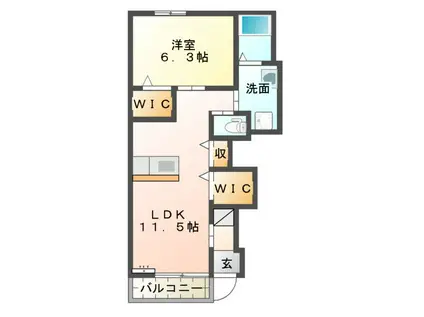 ボーフェン・ゼス(1LDK/1階)の間取り写真