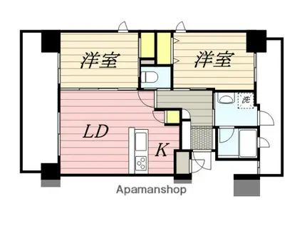 アルファシオサウスフォンテ(2LDK/7階)の間取り写真