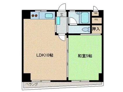 リバーサイド三和(1LDK/4階)の間取り写真