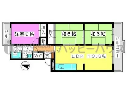 サンハイツ森山(3LDK/2階)の間取り写真