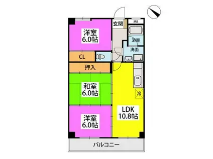 リバティ相生(3LDK/4階)の間取り写真