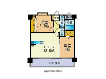 カラコレスⅤ(2LDK/5階)の間取り写真