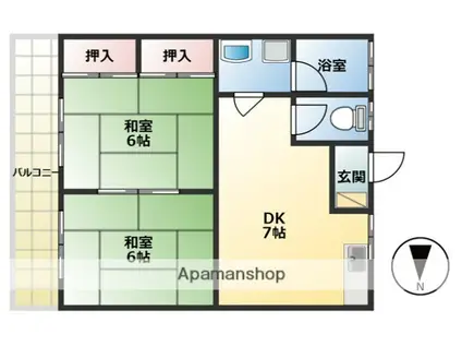 ジュエールエス(2DK/1階)の間取り写真