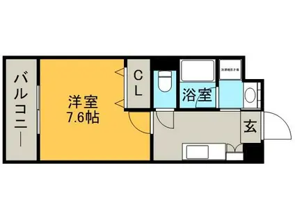 アンビシャス江撝(1K/3階)の間取り写真