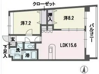 グリーンウインズ(2LDK/1階)の間取り写真