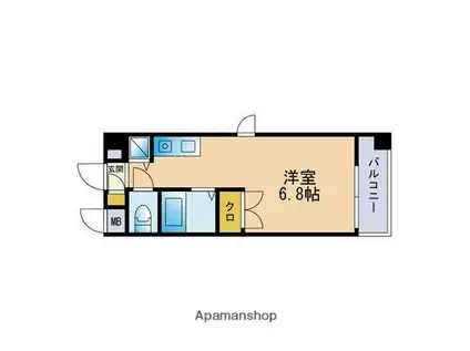 アプリシエイツ(ワンルーム/3階)の間取り写真