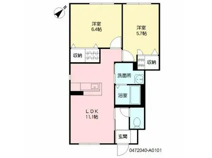 ソレイユ1(2LDK/1階)の間取り写真