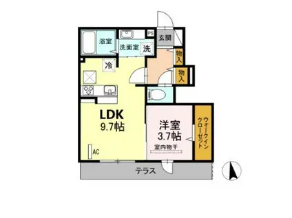 ブラン惣利(1LDK/1階)の間取り写真
