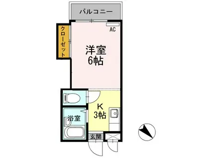 パシフィック白木原(1K/4階)の間取り写真