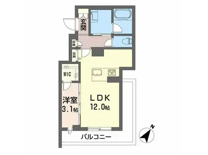 プラミリー大野城(1LDK/3階)の間取り写真