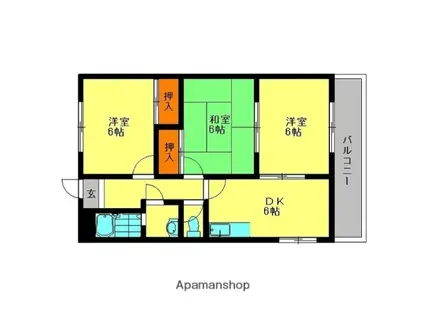 アドバンストラスト16(3DK/1階)の間取り写真