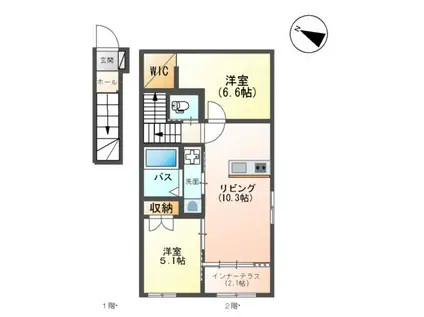 ラコッリーナ(2LDK/2階)の間取り写真