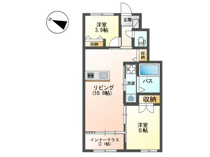 ラコッリーナ(2LDK/1階)の間取り写真