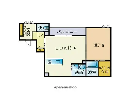 GENIUS大橋(1LDK/2階)の間取り写真
