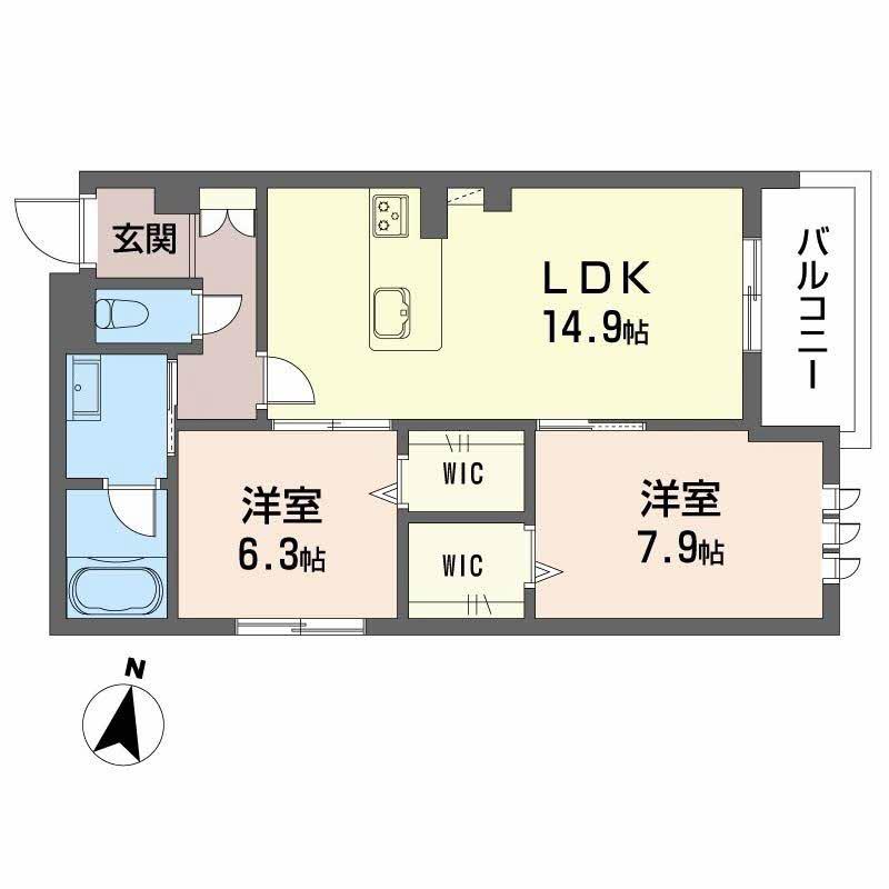 シャーメゾン セレーノ ベフ(2LDK/2階)の間取り写真