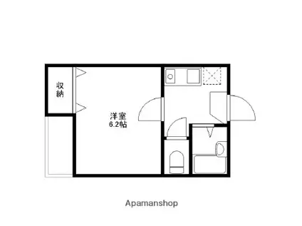 ポラリス筑紫丘(1K/1階)の間取り写真