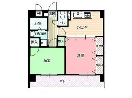 長丘フラッツ(2DK/3階)の間取り写真