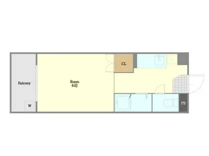 ホワイトキャッスル大橋壱番館(1K/3階)の間取り写真