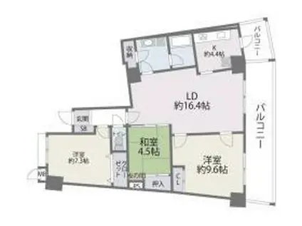 アイランドシティインフィニガーデン ノース棟(3LDK/3階)の間取り写真