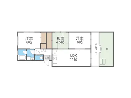 レジデンス和白Ⅱ(3LDK/1階)の間取り写真