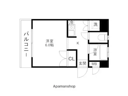 ラルジュ大橋(1K/4階)の間取り写真