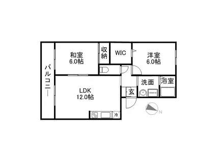 ボヌール藤(2LDK/3階)の間取り写真