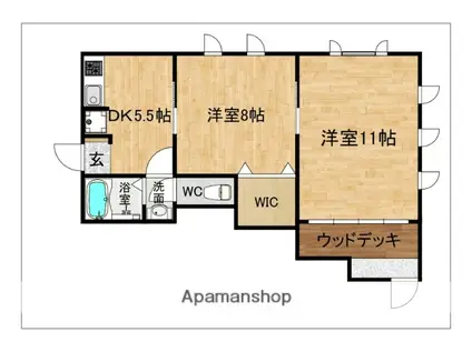 メゾンやない(2K/1階)の間取り写真