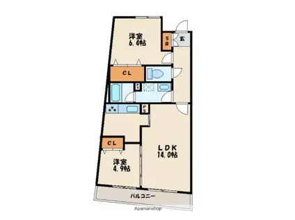 アイランドシティインフィニガーデンサウス棟(2LDK/16階)の間取り写真