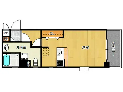 ピュアドームトレンディ高宮(1K/5階)の間取り写真