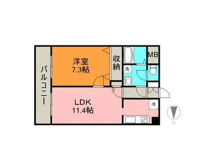 ピュアドーム井尻(1LDK/5階)の間取り写真