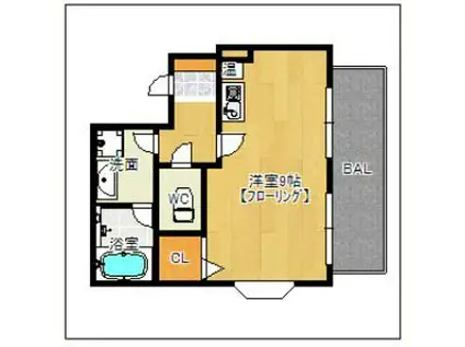 カーサアリエッタ大橋(1K/6階)の間取り写真