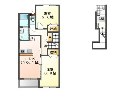 メゾンキャリコ(2LDK/2階)の間取り写真